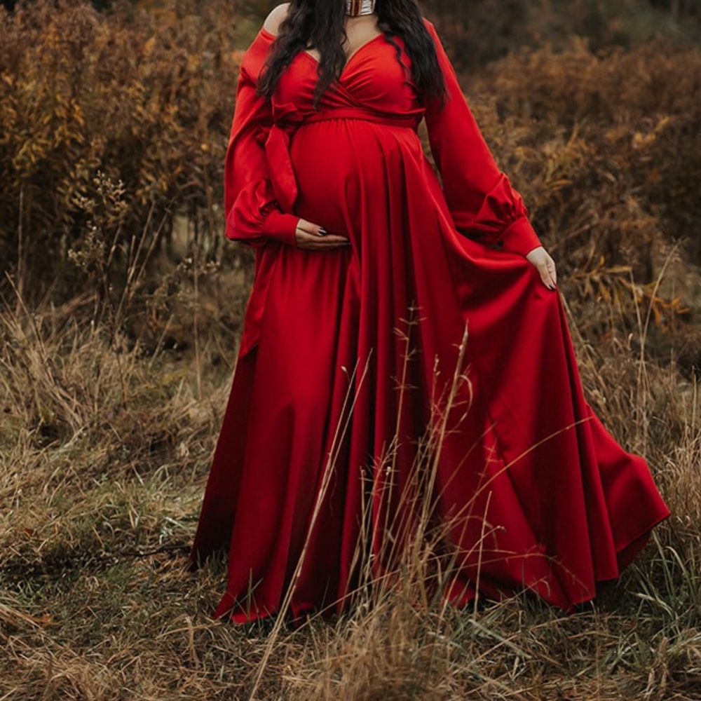 red silk gown